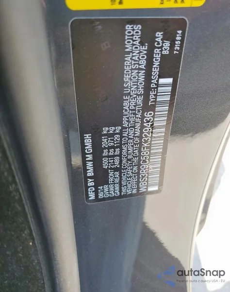 2015 BMW M4 из США, поврежденный, VIN WBS3R9C58FK329436